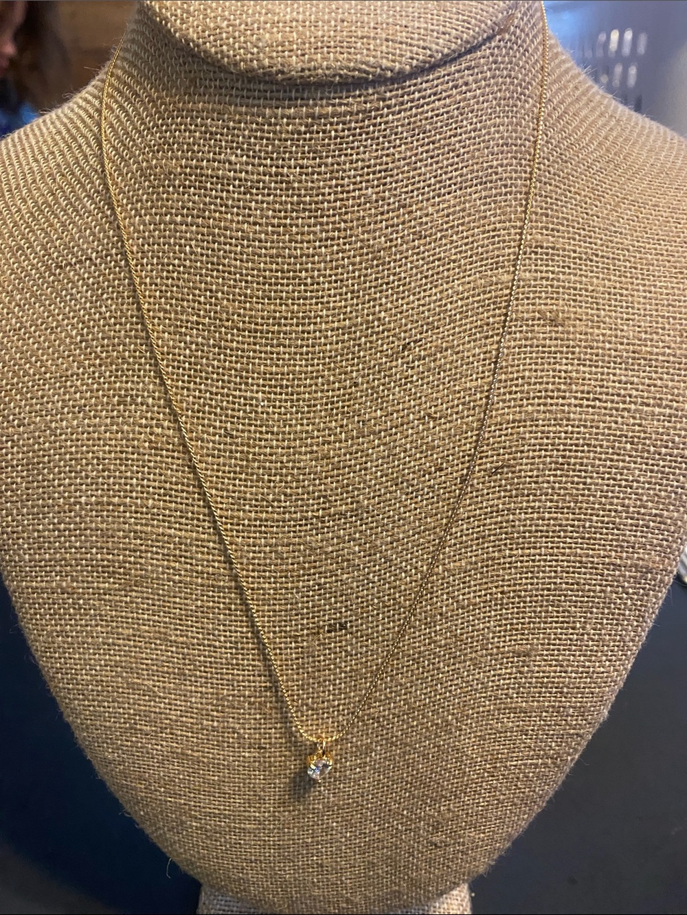 Fashion Jewelry Gold-Tone Necklace with Clear Solitaire